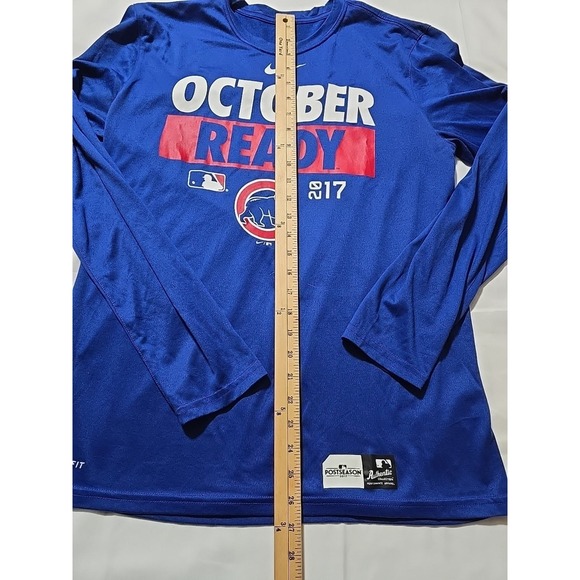 Nike Dri Fit Chicago Cubs Shirt Mens Large Blue MLB Baseball Long Sleeve 2017 - Picture 6 of 10